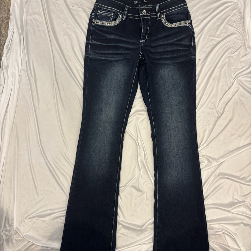 Body Central Dark Blue Straight Leg Jeans